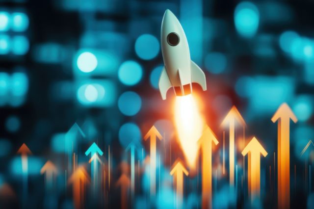 a graphic of a bunch of upwards pointing and arrow and a rocket shooting upwards to visualise the job search trends candidates need to know in 2026